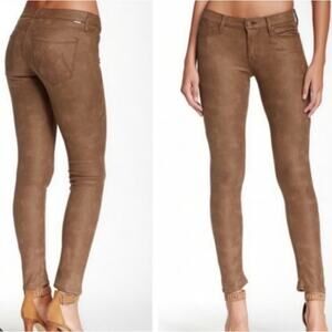 MOTHER The Looker Skinny Faux Suede Pants – "Crackle Tan" Brown Wash Size 28